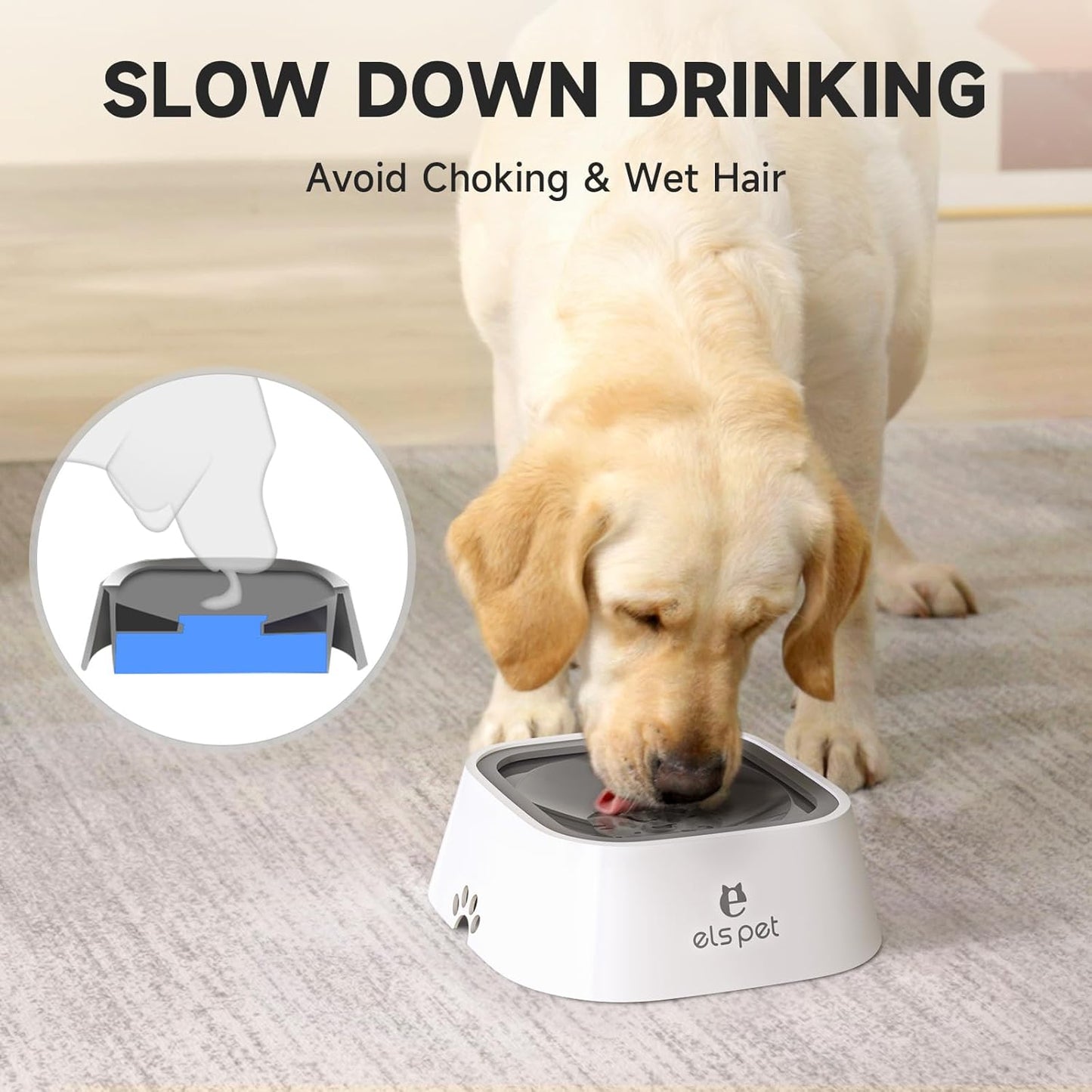 Travel Bowl, No Spill, No Drip Slow Water Feeder / Dispenser for Dogs, Cats