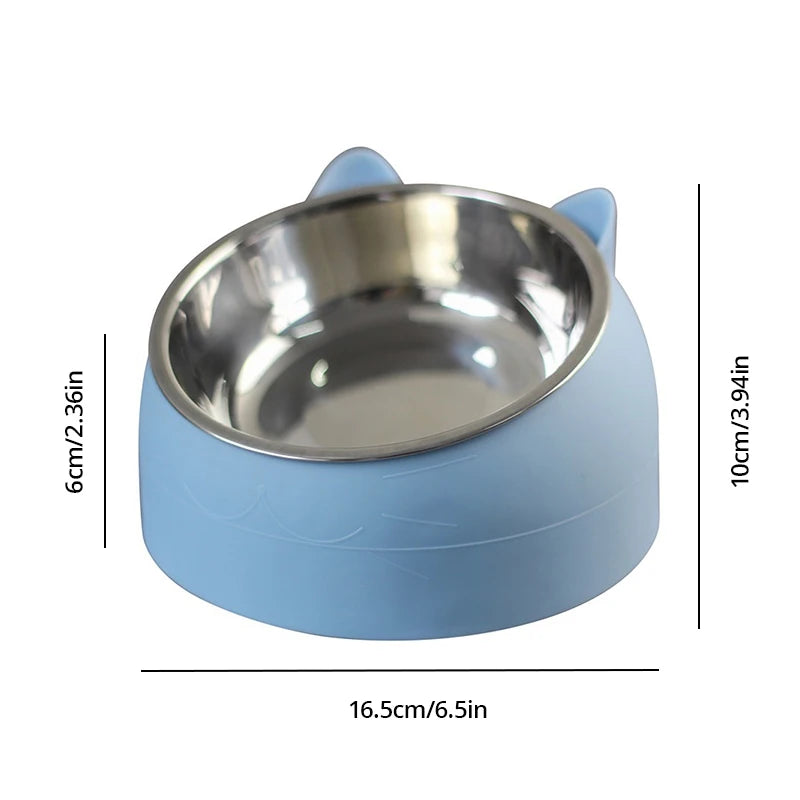 Stainless Steel Cat Food Feeding Bowl, Inclined