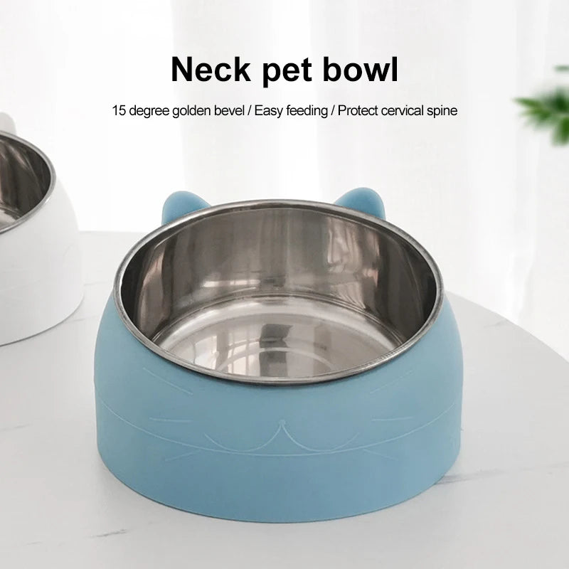 Stainless Steel Cat Food Feeding Bowl, Inclined