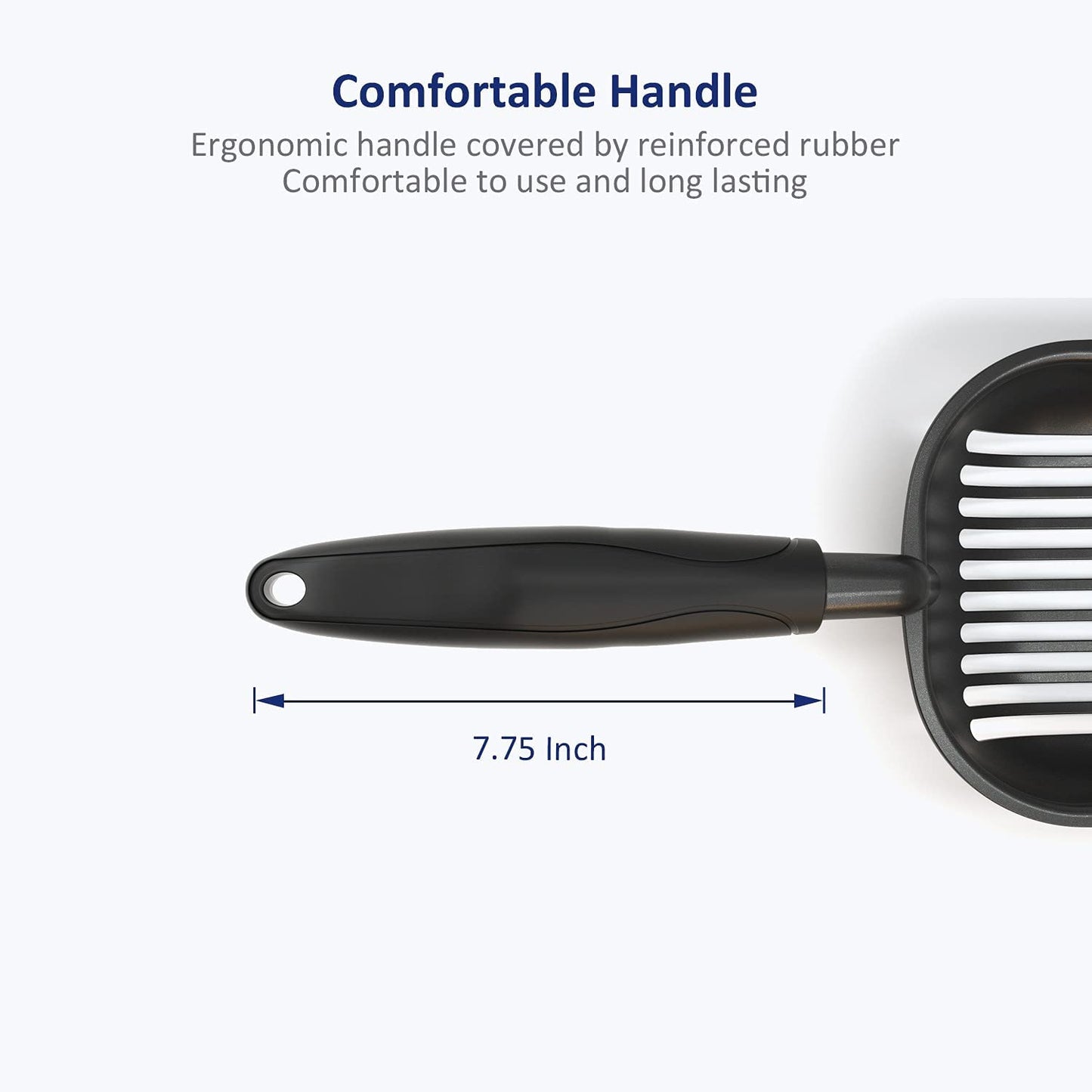 Cat Litter Scoop, Non-Stick Plated Aluminum Alloy Sifter, Coated Black Body with Black Handle