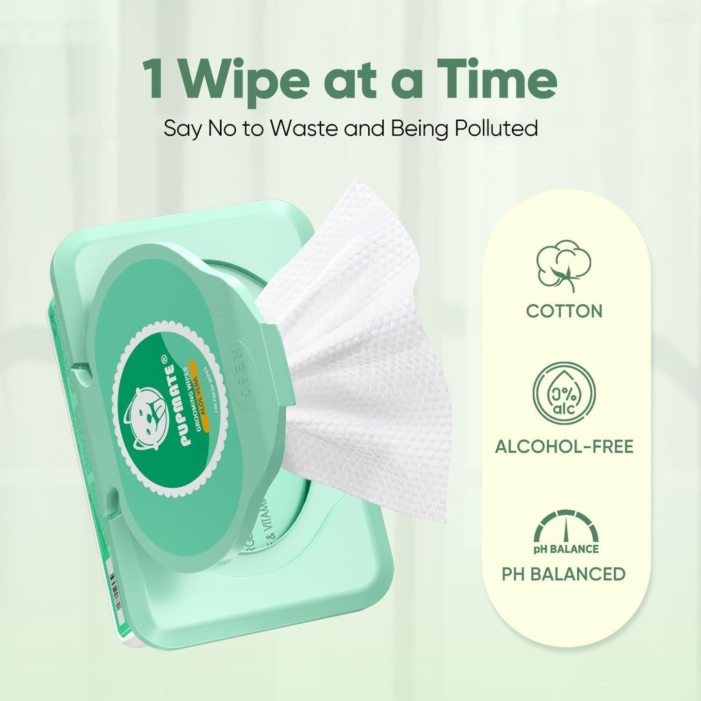 Pet Wipes for Dogs & Cats, Extra Moist & Thick Grooming Puppy Wipes, Aloe Vera/Nature