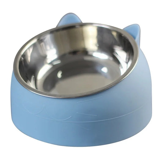 Stainless Steel Cat Food Feeding Bowl, Inclined
