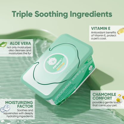 Pet Wipes for Dogs & Cats, Extra Moist & Thick Grooming Puppy Wipes, Aloe Vera/Nature